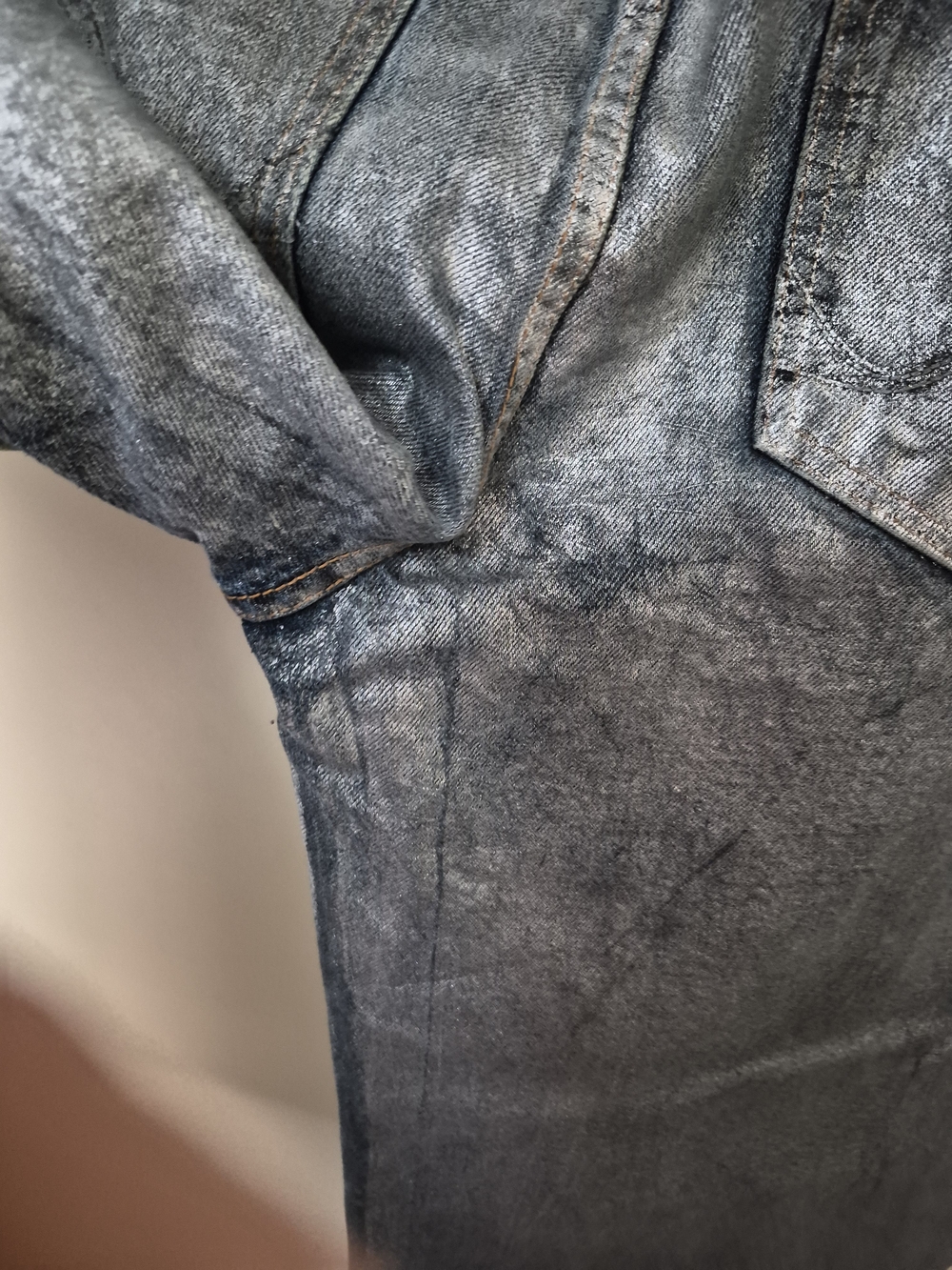 REVICE Silver Metallic Straight Jeans - Picture 3 of 6